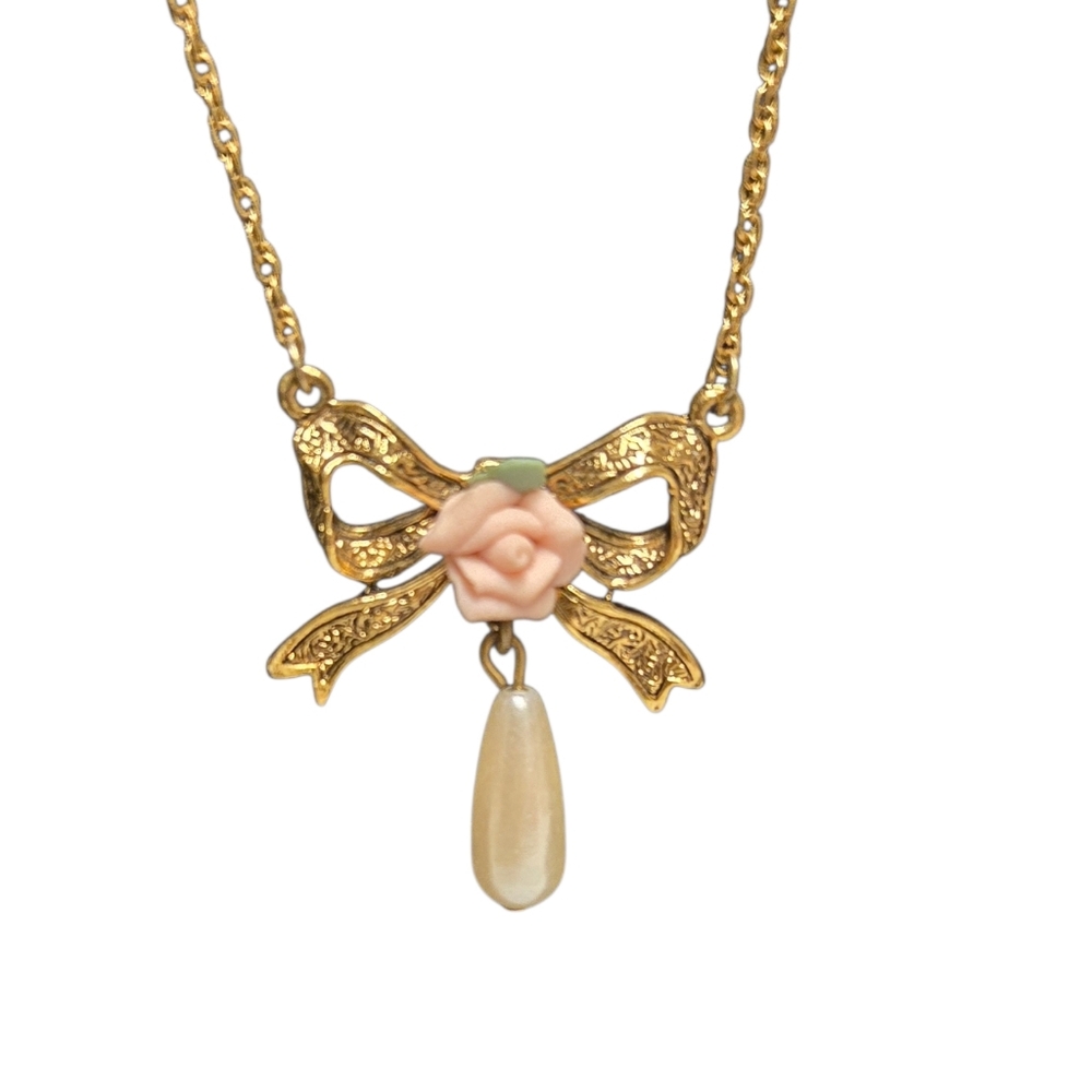 vintage inspired  floral  pink 1928 necklaces 2 - Picture 3 of 6